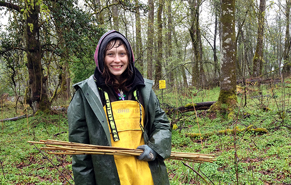 A volunteer at a restoration project